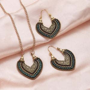 COLORED ROPE WINDING EARRINGS NECKLACE TWO-PIECE SET