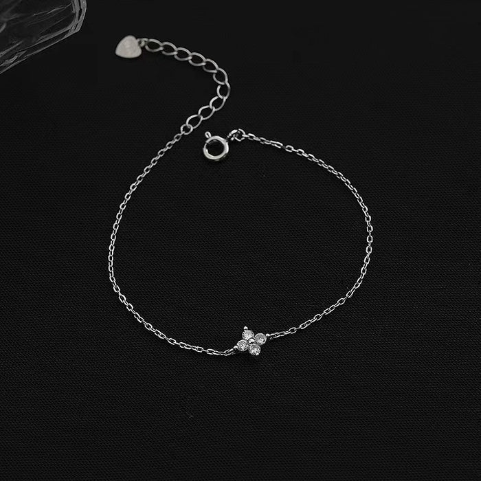 S925 Sterling Silver Diamond Four-leaf Clover Bracelet