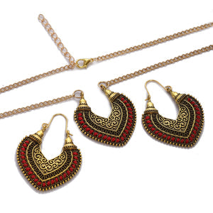 COLORED ROPE WINDING EARRINGS NECKLACE TWO-PIECE SET