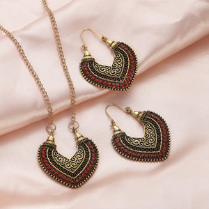 COLORED ROPE WINDING EARRINGS NECKLACE TWO-PIECE SET