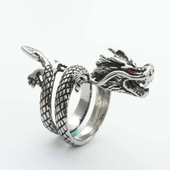 Men's Vintage Pure Silver Divine Dragon Ring